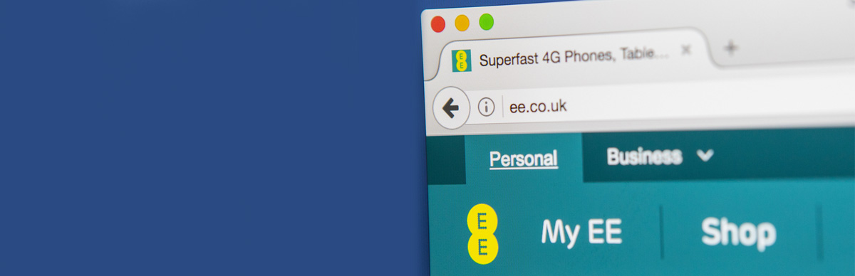 Desktop view of EE website and how to unlock an EE iPhone online.