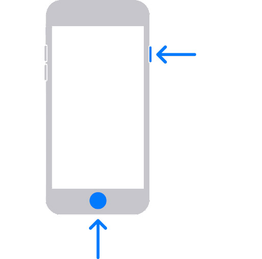 Graphic displaying the iPhone power and volume buttons on the side of the device.